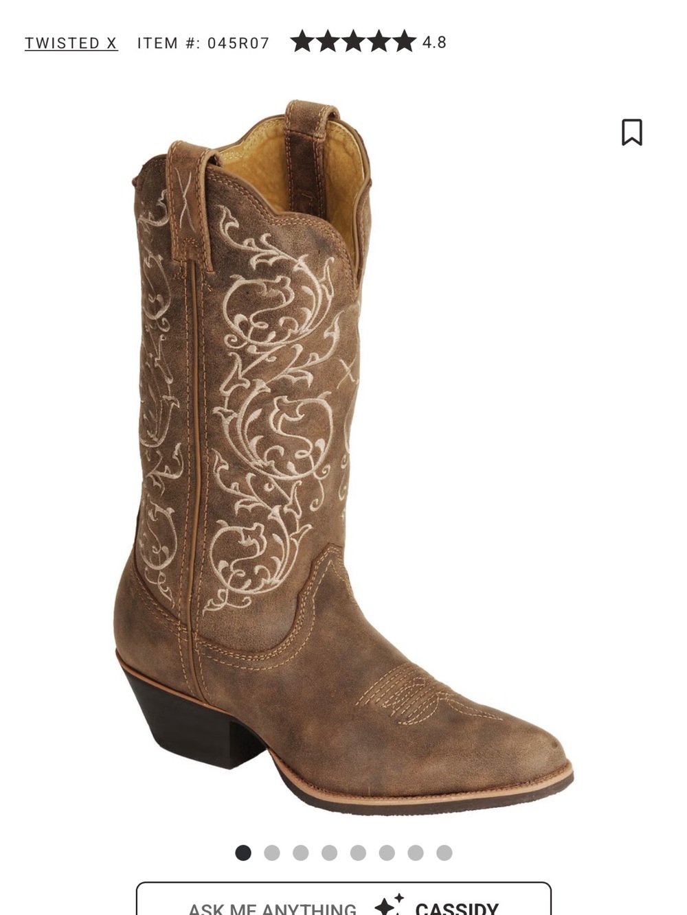 Women’s Twisted X Round toe leather boot, size 7b
